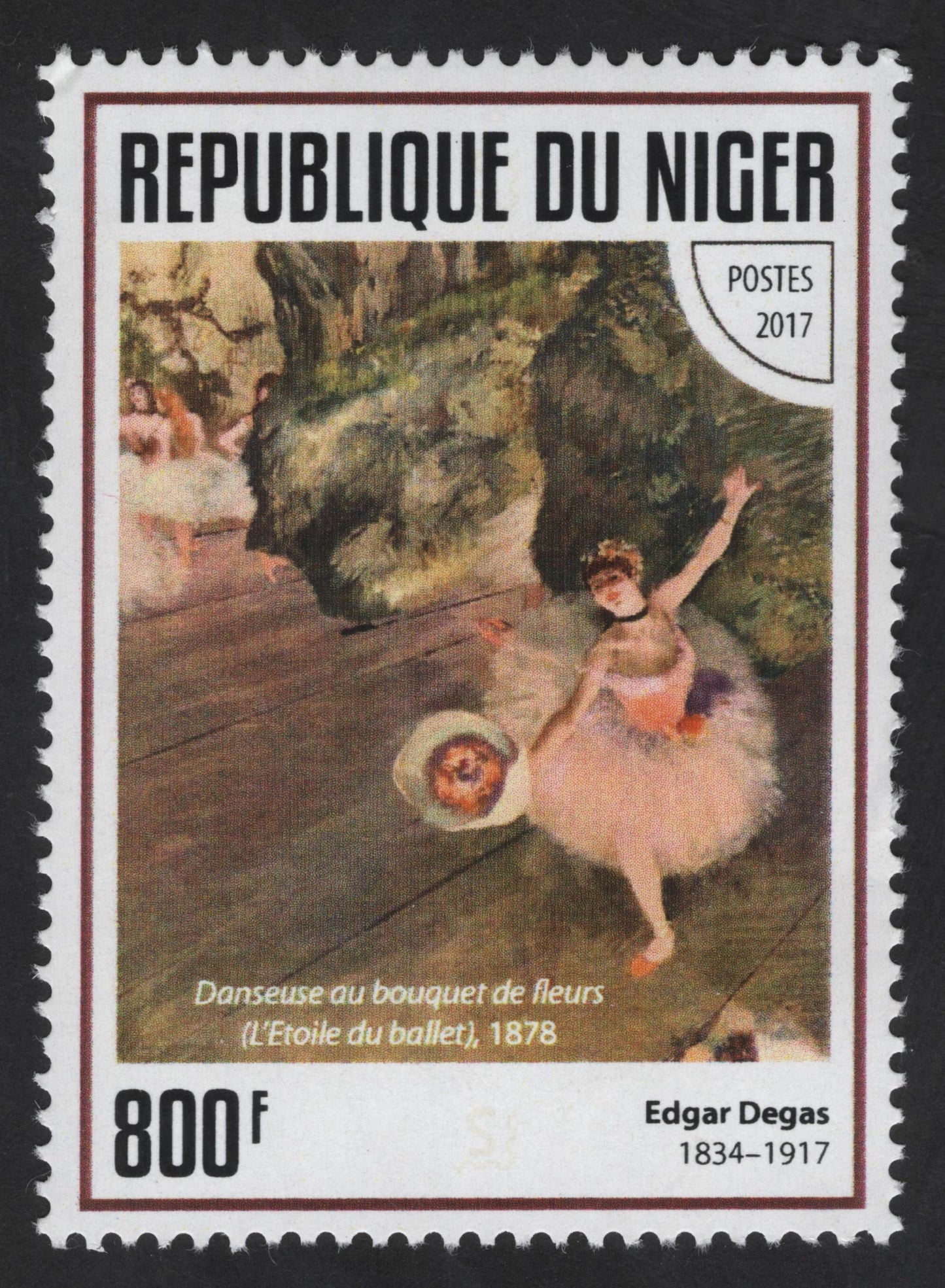 SCG13453 - Niger 2017 – Edgar Degas Danseuse au bouquet de fleurs (L’Étoile du ballet) Stamp