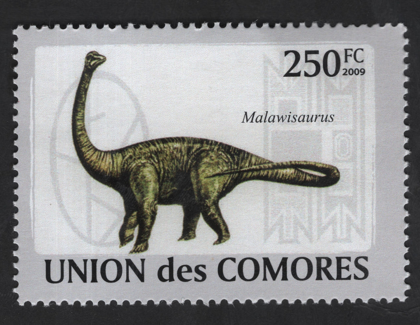 SCG13442 - Malawisaurus Dinosaur – 250 FC Comoros Stamp (2009)