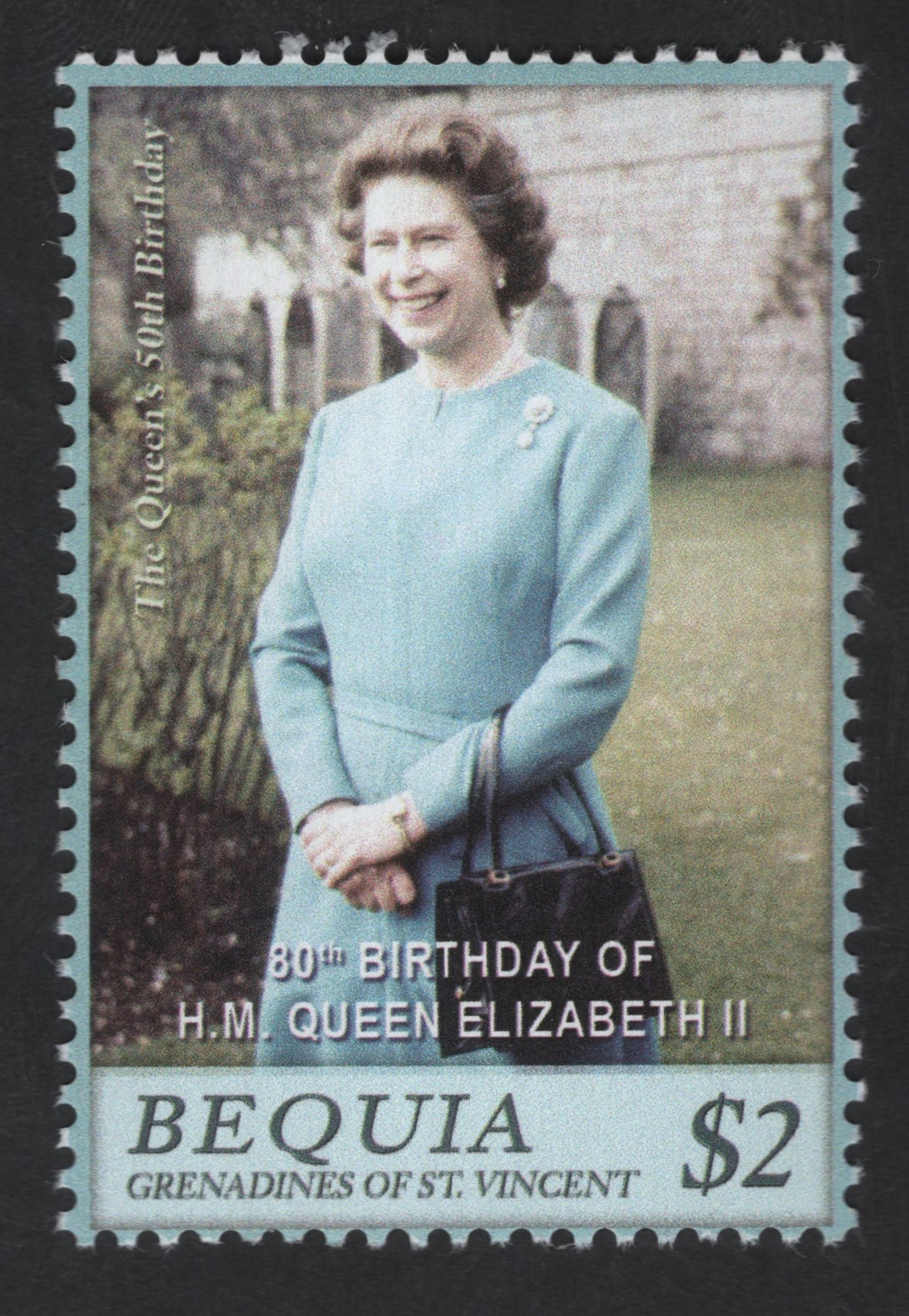 SCG13469 - Bequia $2 Stamp – 80th Birthday of H.M. Queen Elizabeth II