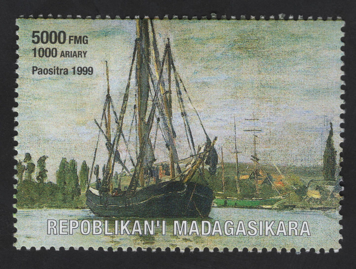SCG13510 - Madagascar 1999 Paositra Sailing Ship 5000 FMG / 1000 Ariary Stamp