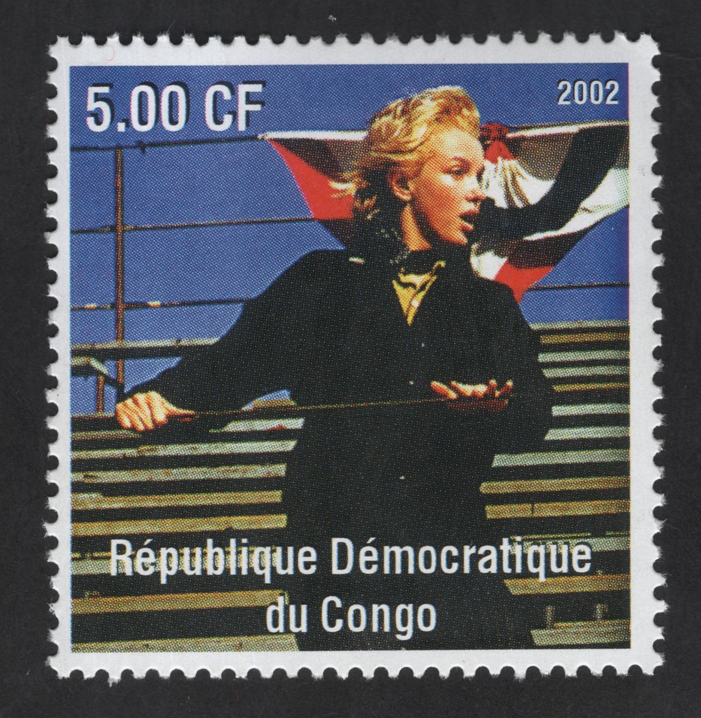 SCG13514 - Republic of the Congo 2002 Marilyn Monroe Commemorative Stamp – 5.00 CF