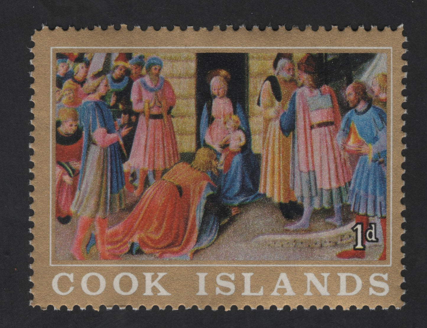 SCG13504 - Cook Islands 1d Christmas Stamp – Adoration of the Magi Religious Art
