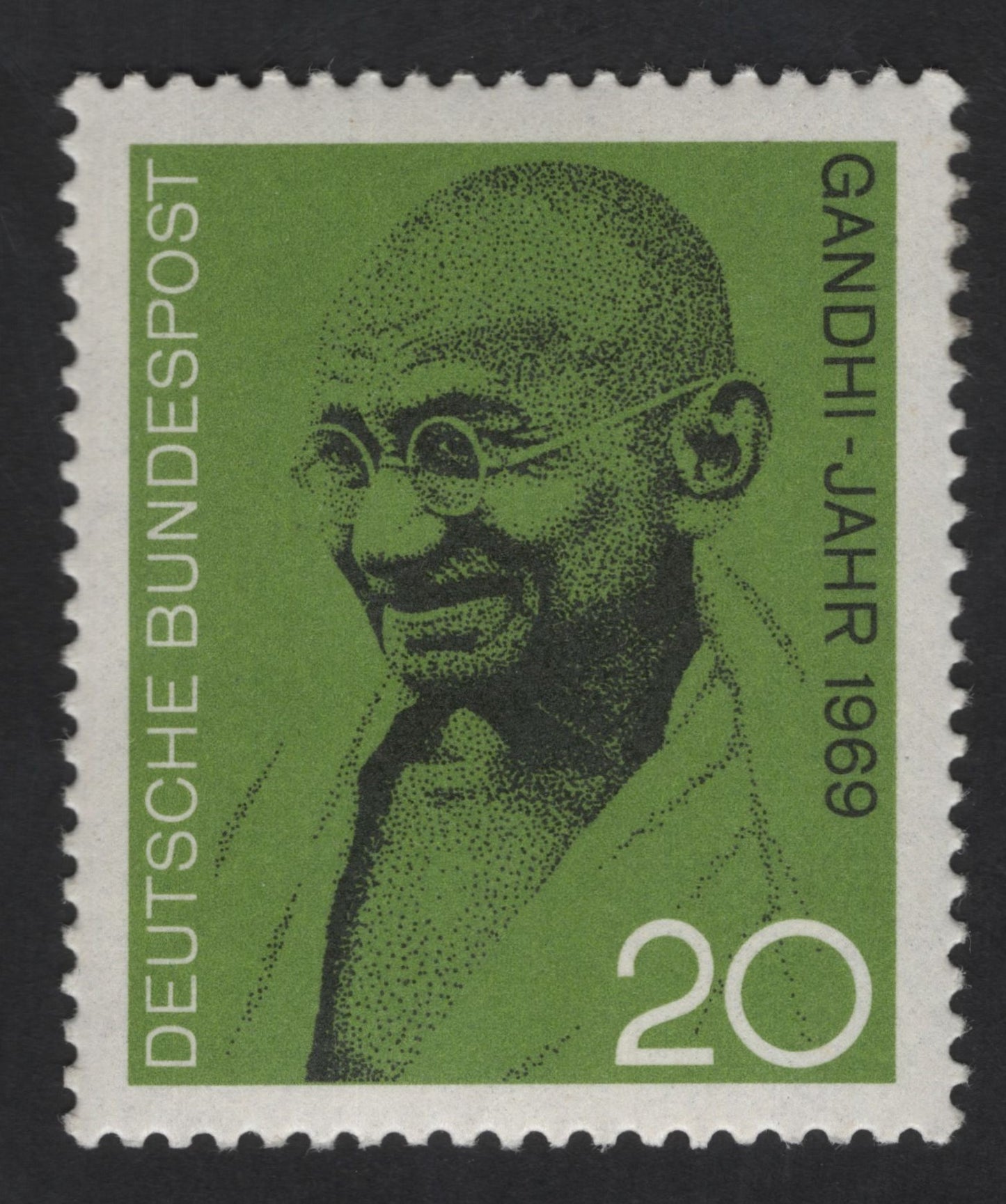SCG13524 - Germany 1969 – Mahatma Gandhi Birth Centenary Stamp (20 Pfennig)