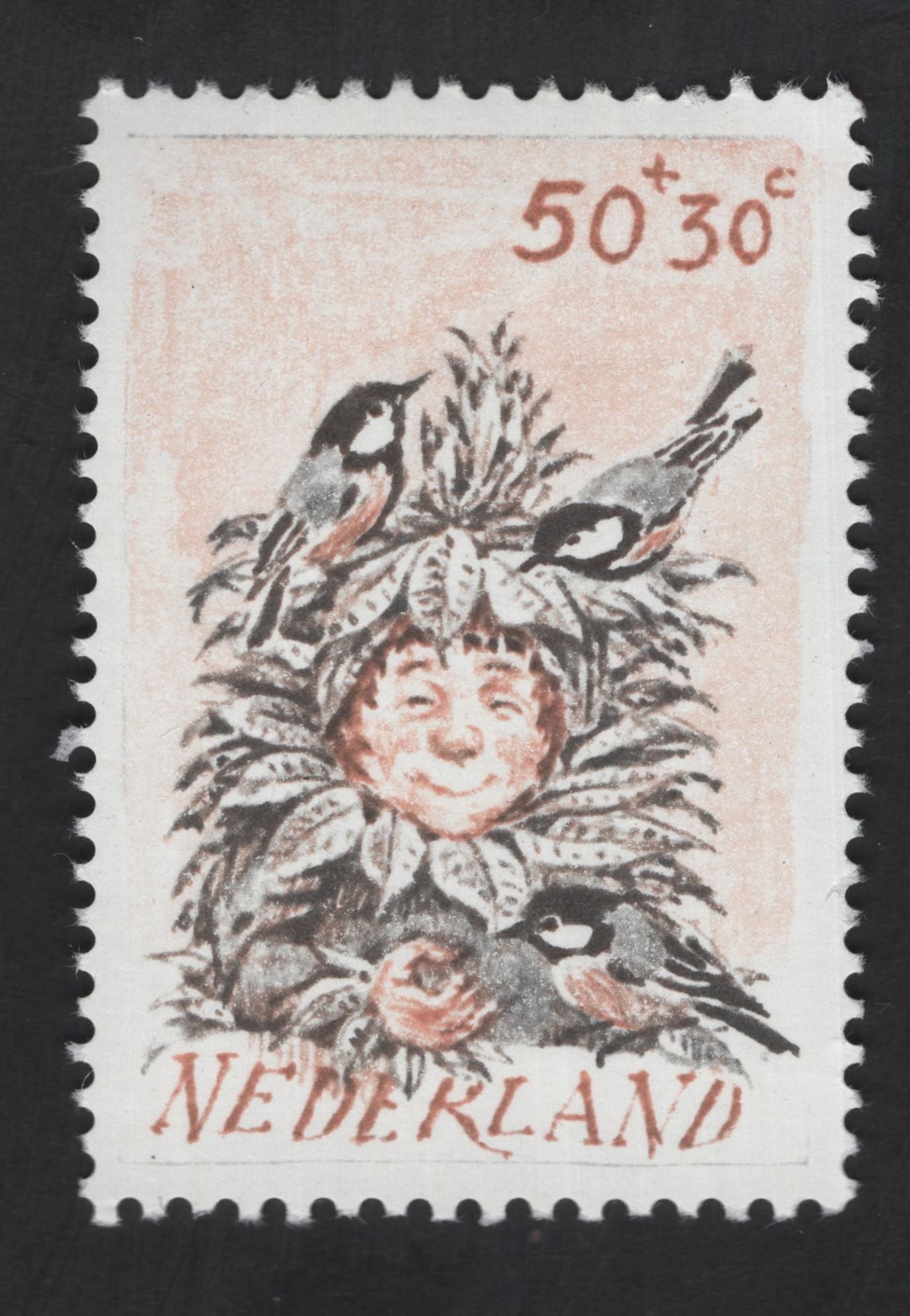 SCG13340 - Netherlands 50c + 30c Kinderzegel – Child with Birds (Child Welfare Stamp)