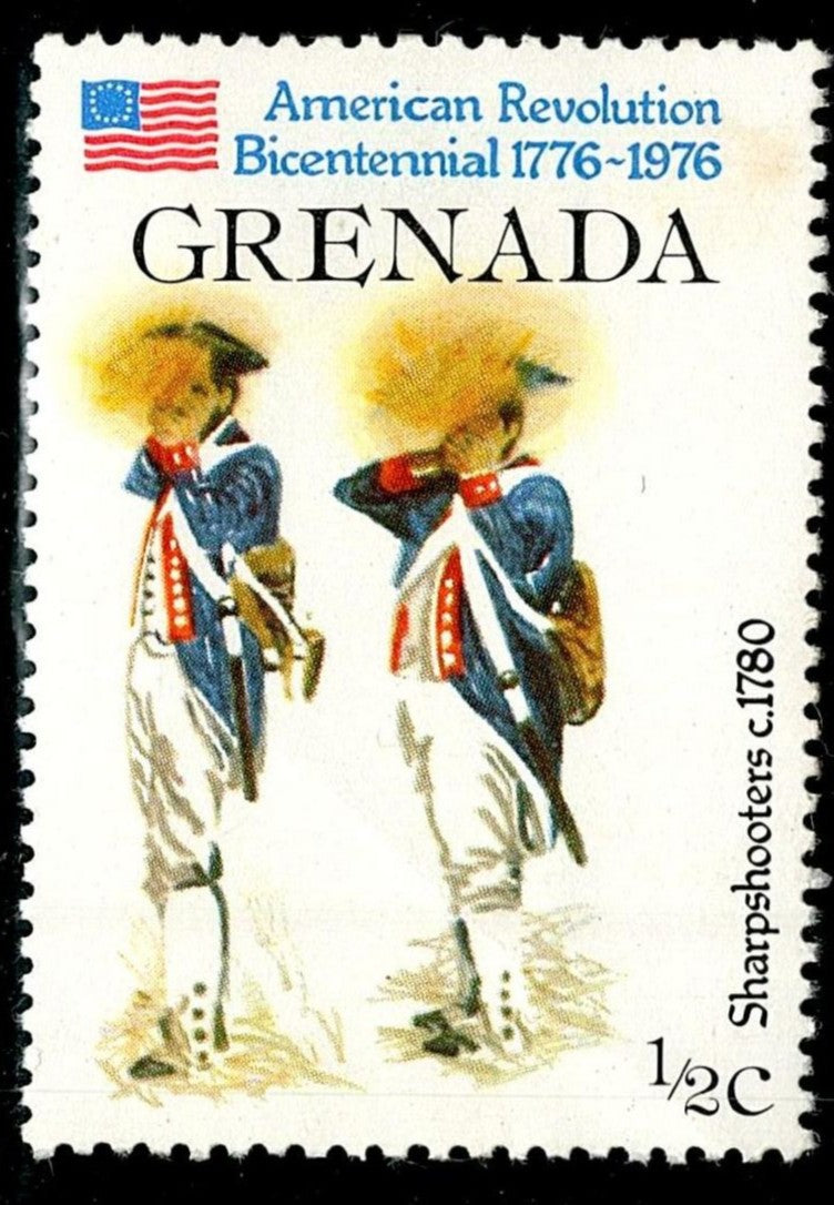 SCG6292 - Philatelic Entry: Grenada 1976 American Revolution Bicentennial – Sharpshooters (c.1780)