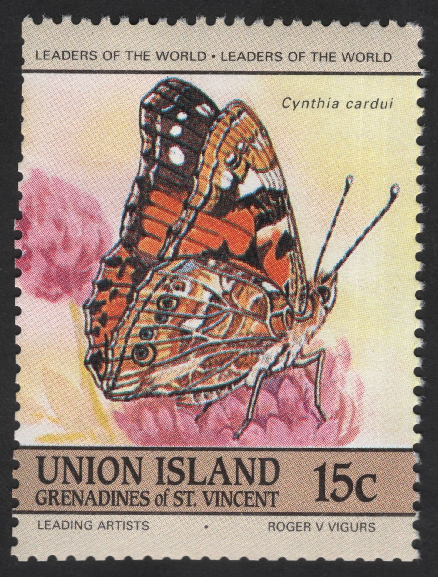 SCG123364 - Union Island 15c Painted Lady Butterfly – Cynthia cardui (Leading Artists Series)