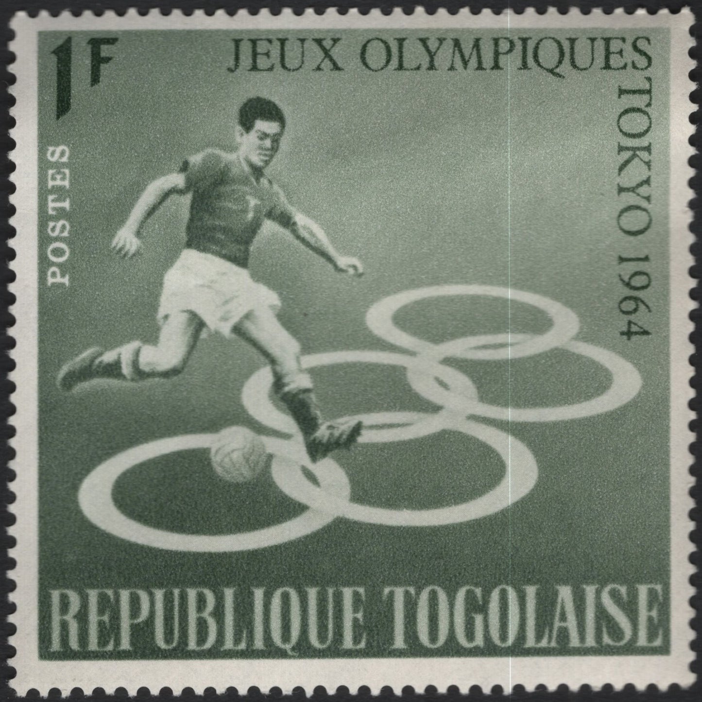 SCG11049 - Togo 1964 Tokyo Olympics – Football (Soccer) Player, 1F Commemorative Stamp