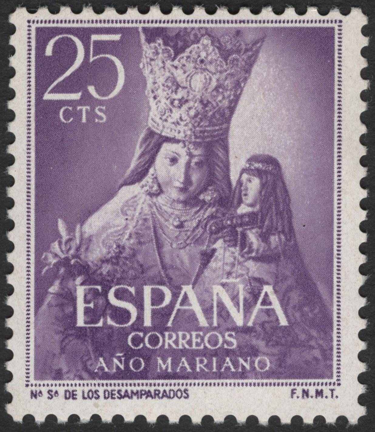 SCG2192 - Spain 1954 Año Mariano – Virgen de los Desamparados Stamp (25 cts)
