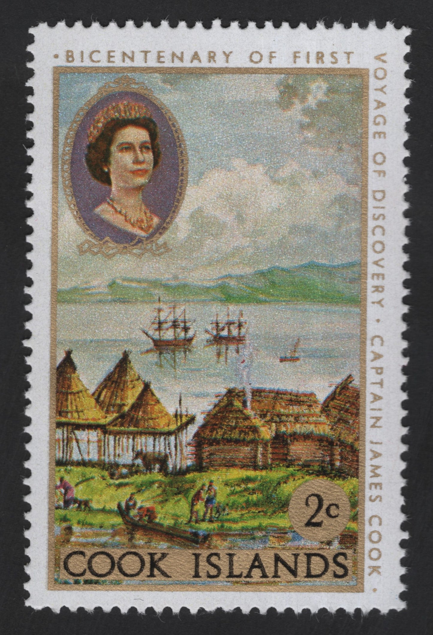 SCG13355 - Cook Islands 2c Stamp – Bicentenary of Captain James Cook’s First Voyage of Discovery