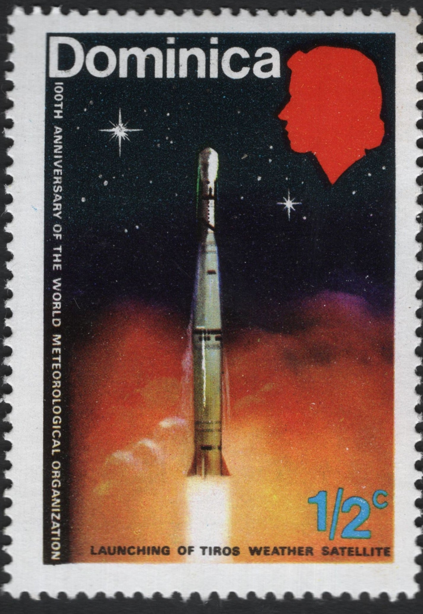 SCG11014 - Dominica 1970 – TIROS Weather Satellite Launch | 100th Anniversary of WMO – ½c Stamp