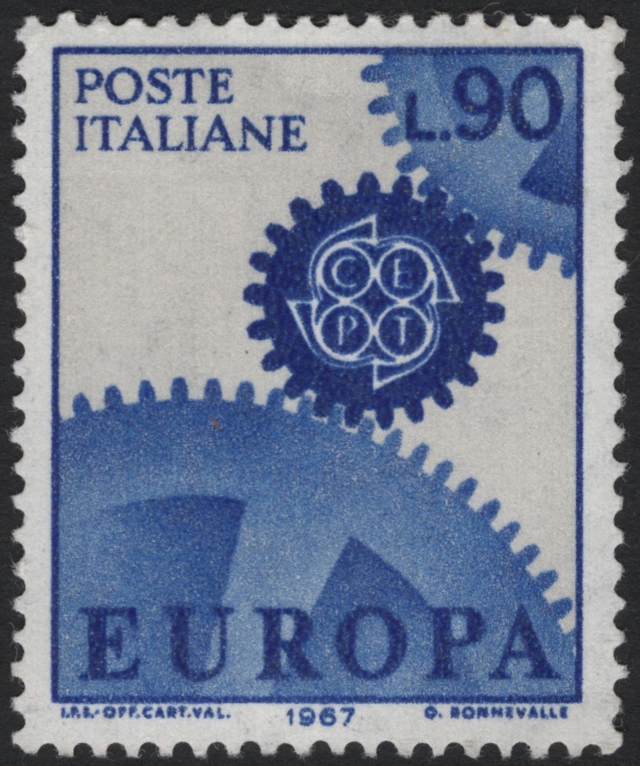 SCG7513 - Italy 1967 Europa – CEPT Gears Emblem (90 Lire)