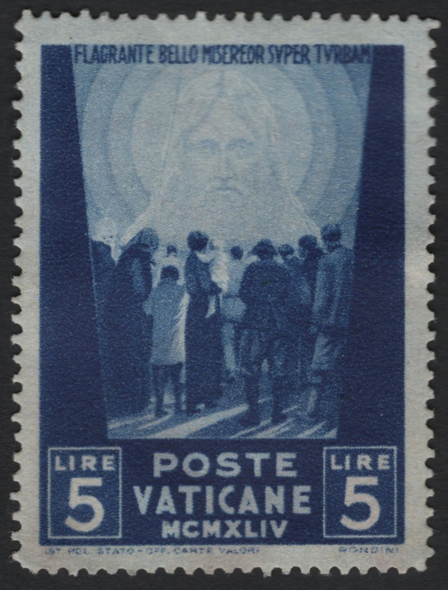 SCG11018 - Vatican City 1944 Pope Pius XII Charity Appeal Stamp – “Flagrante Bello” – 5 Lire