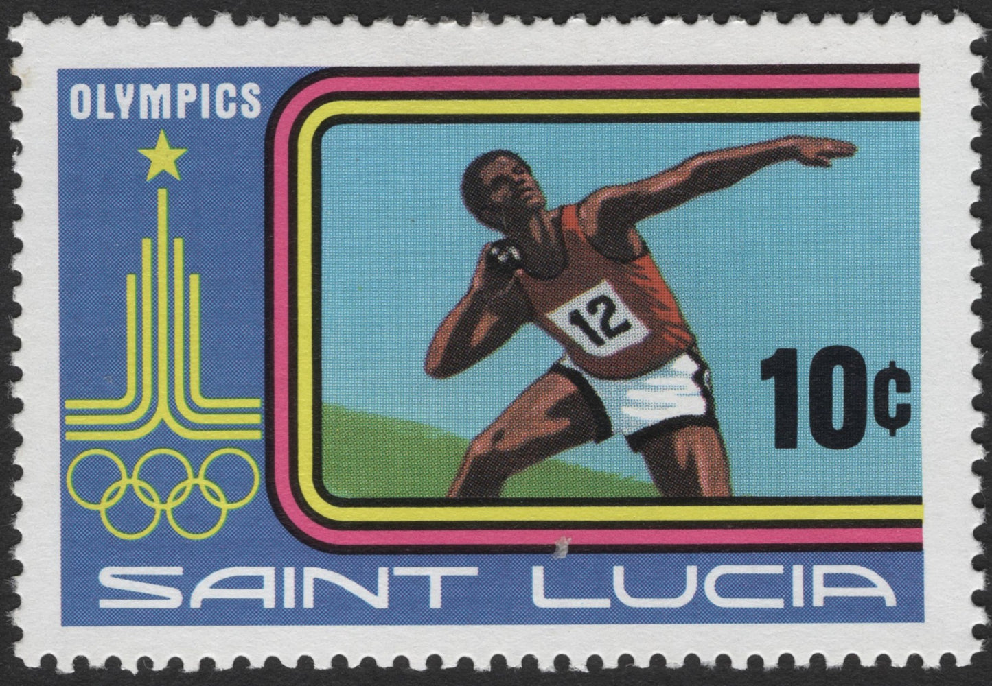 SCG2188 - Saint Lucia 10c Olympic Shot Put Stamp