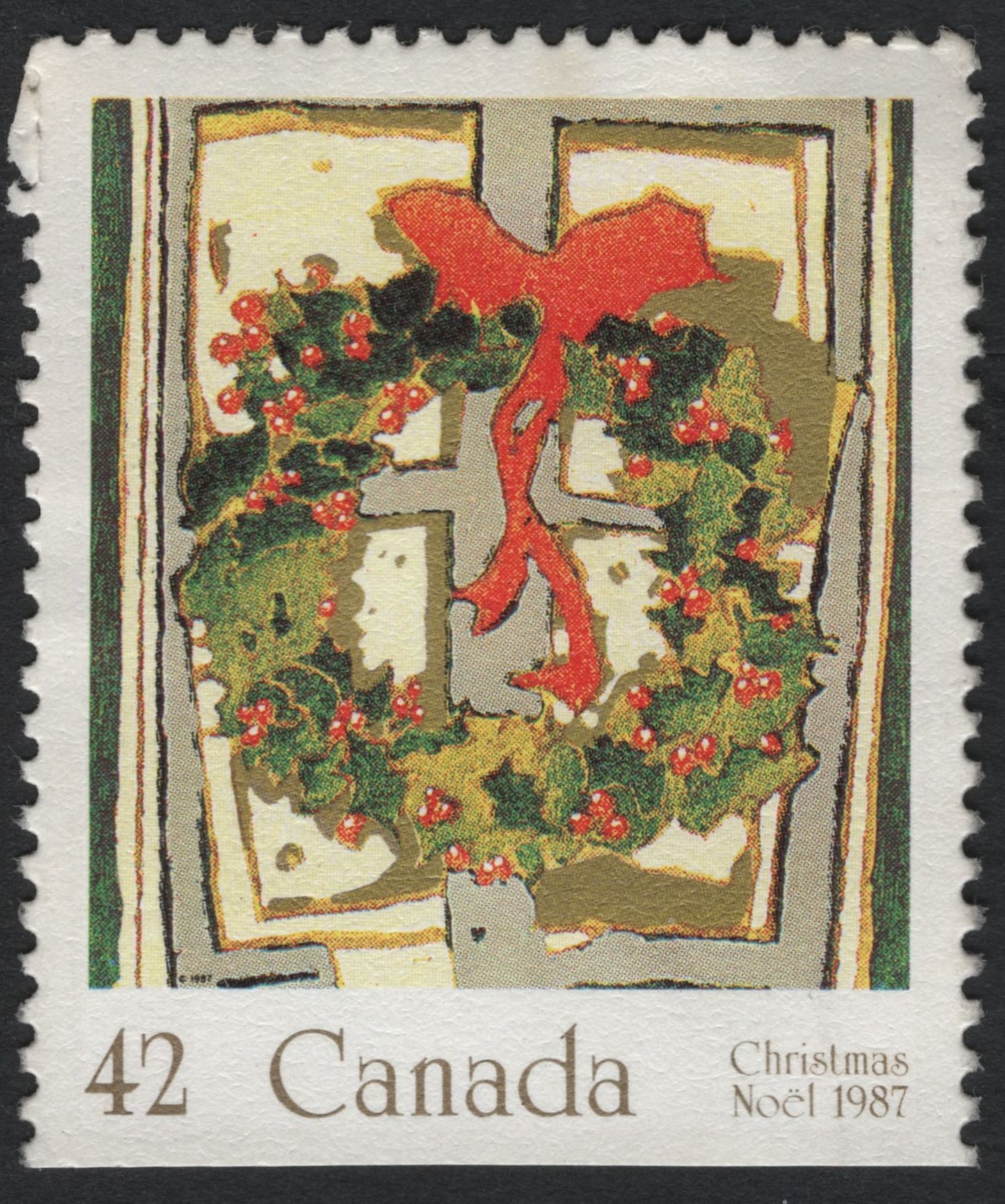SCG7551 - Canada 1987 Christmas Wreath – 42¢ Holiday Issue