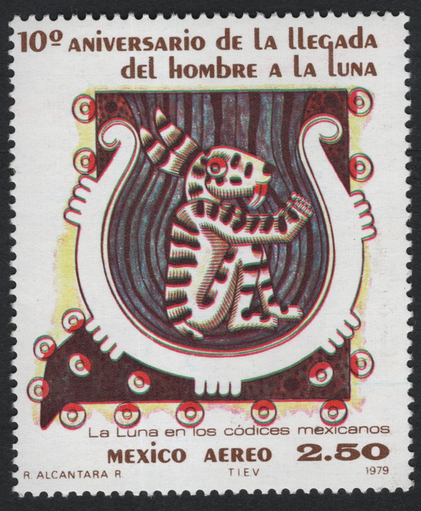 SCG7566 - 10° Aniversario de la Llegada del Hombre a la Luna – La Luna en los Códices Mexicanos (Mexico Airmail 1979)