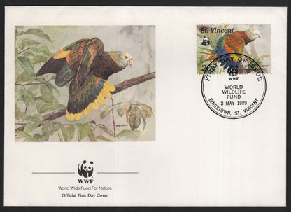 SCG9572 - 1989 St. Vincent WWF First Day Cover – St. Vincent Parrot (Amazona guildingii)