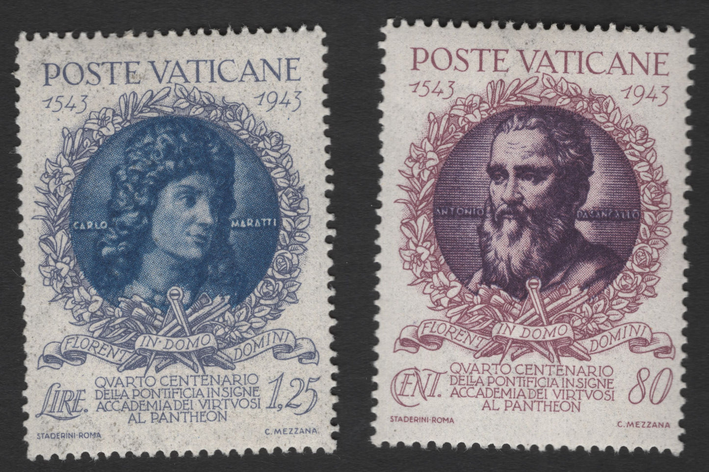 SCG11948 - Vatican City 1943 – 400th Anniversary of the Accademia dei Virtuosi al Pantheon (Artist Portrait Pair)
