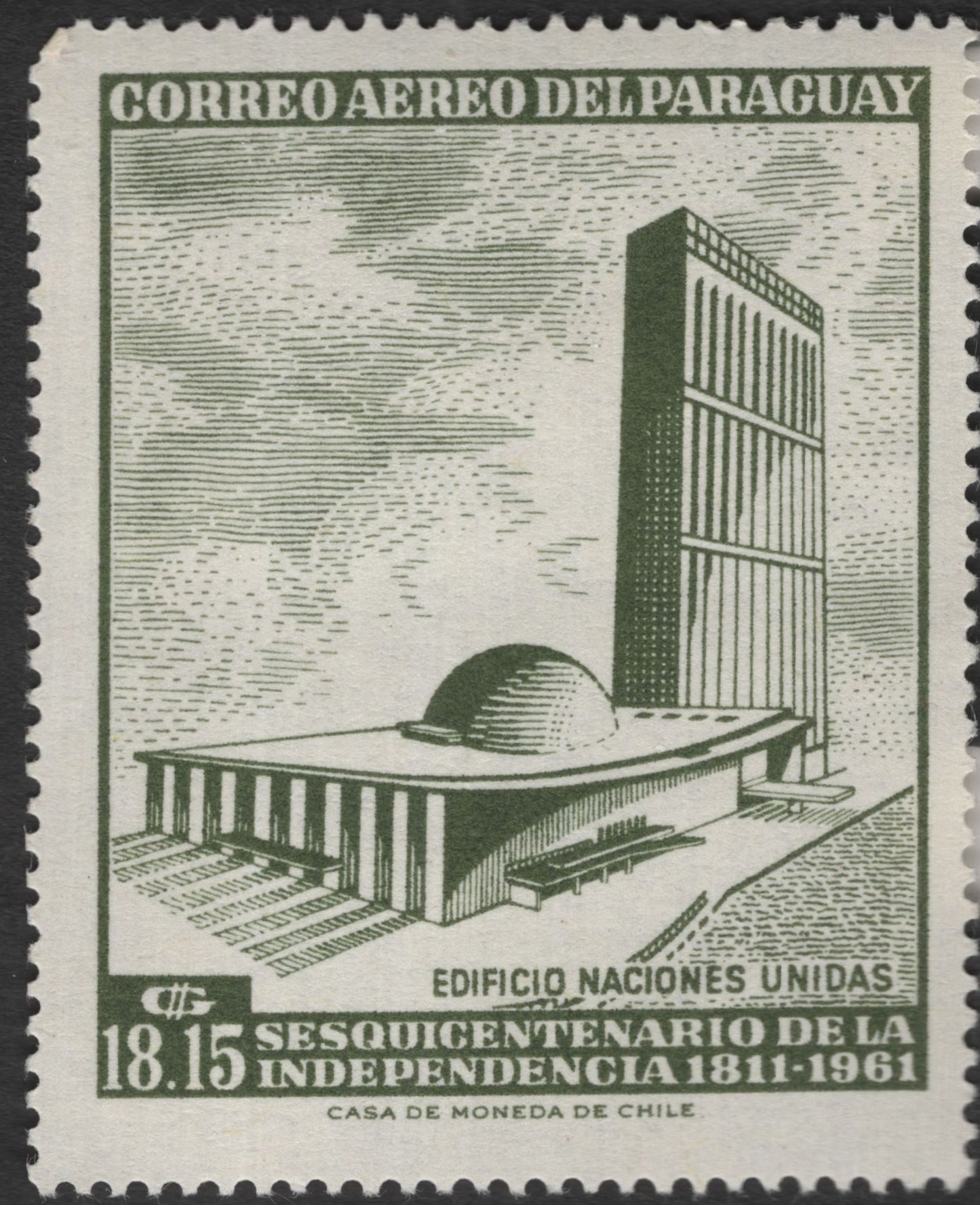 SCG11945 - Paraguay 1961 Independence Sesquicentennial Airmail – United Nations Building (Stamp Pair)
