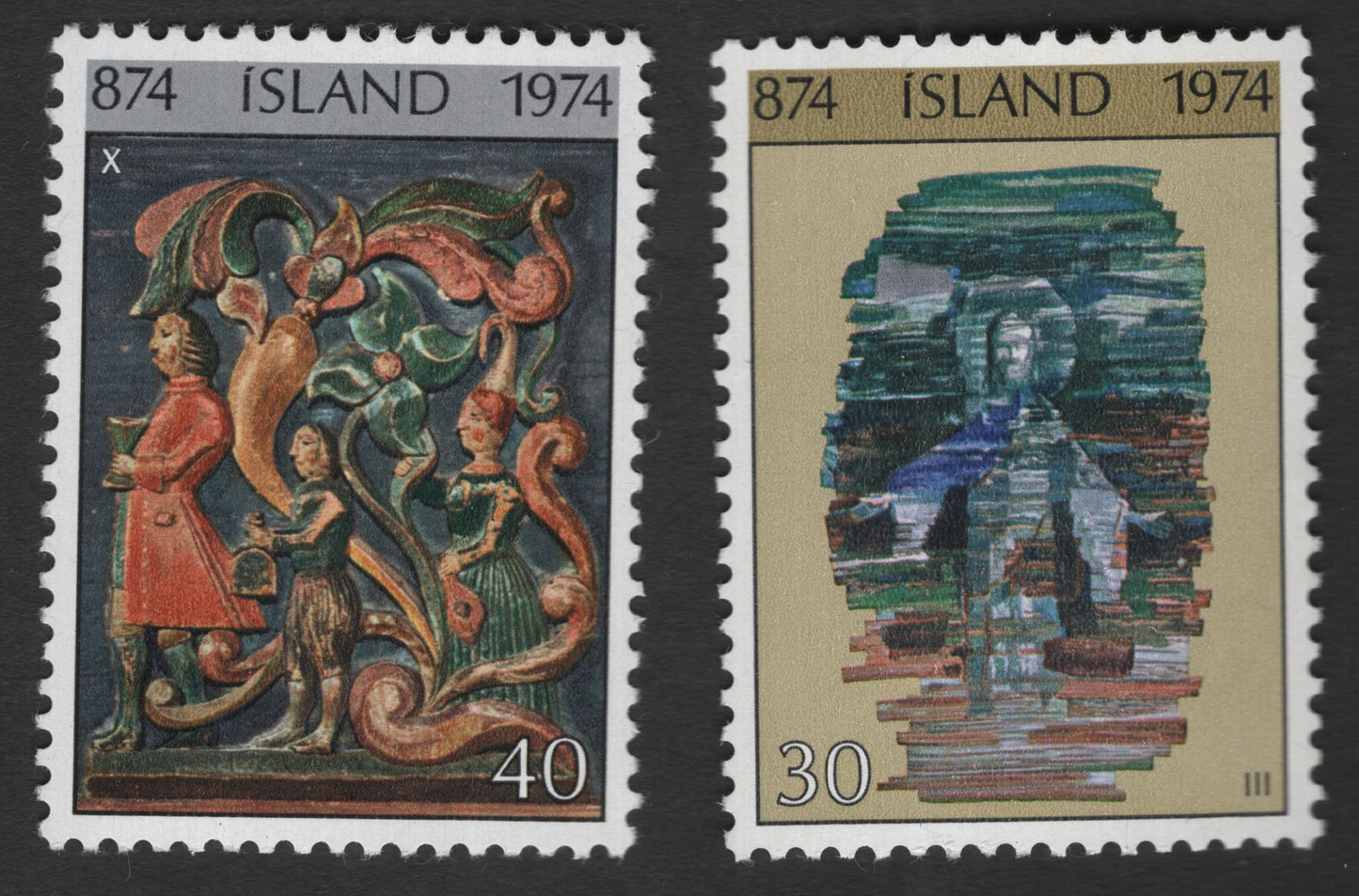 SCG11957 - Iceland 1974 Artistic Heritage Stamp Pair