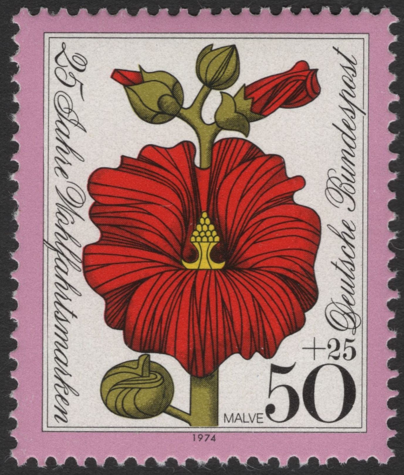 SCG11958 - West Germany 1974 Welfare Flower Semi-Postal Pair – Hibiscus & Bellflower