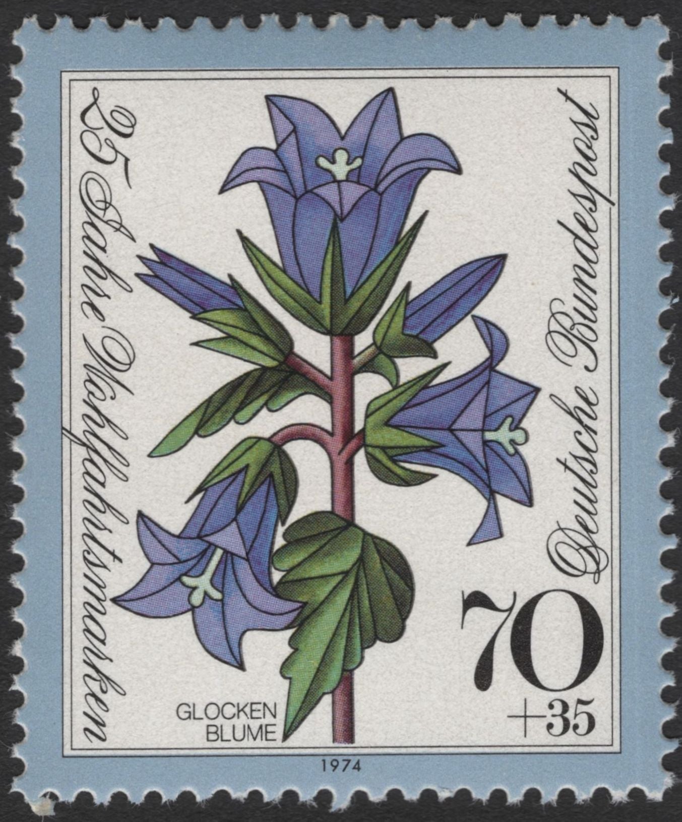 SCG11958 - West Germany 1974 Welfare Flower Semi-Postal Pair – Hibiscus & Bellflower