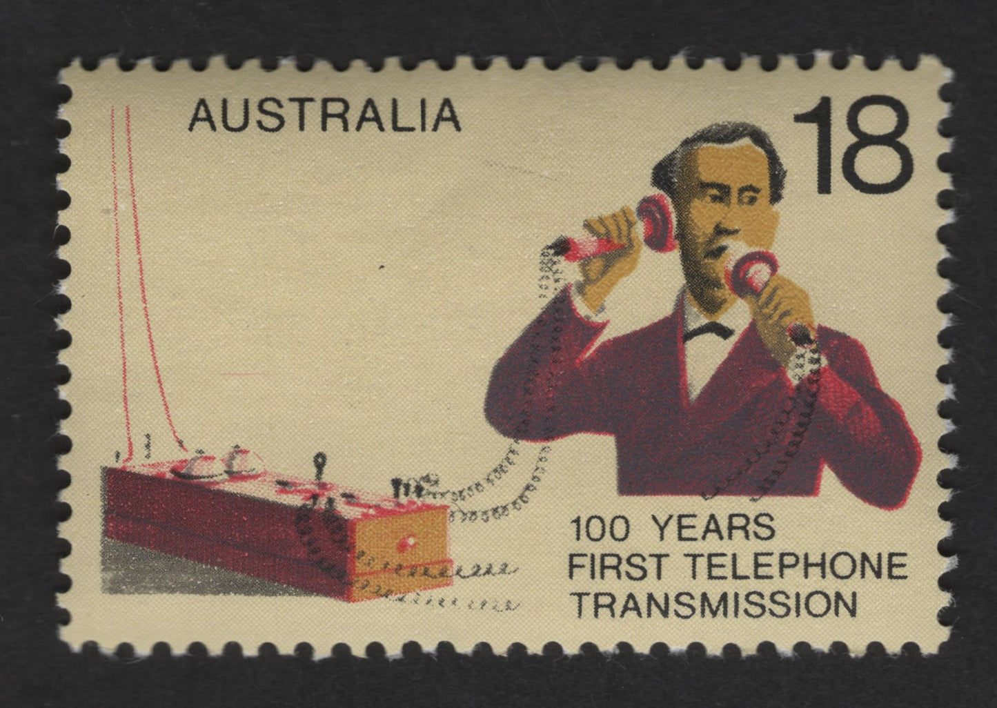 SCG12708 - Australia 18c – 100 Years of First Telephone Transmission Commemorative Stamp