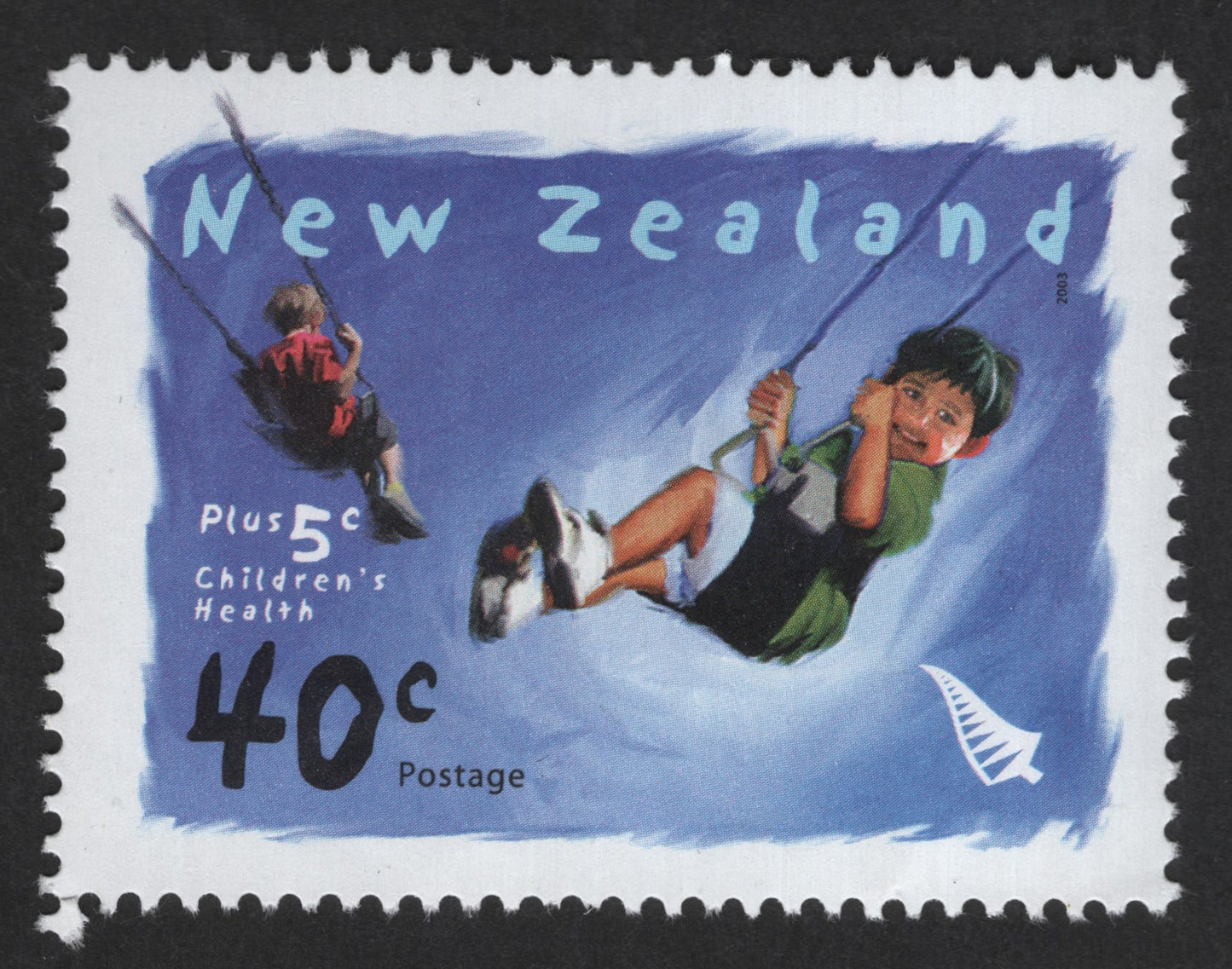 SCG12596 - New Zealand 2003 Children’s Health – Playground Swing (40c + 5c) Stamp
