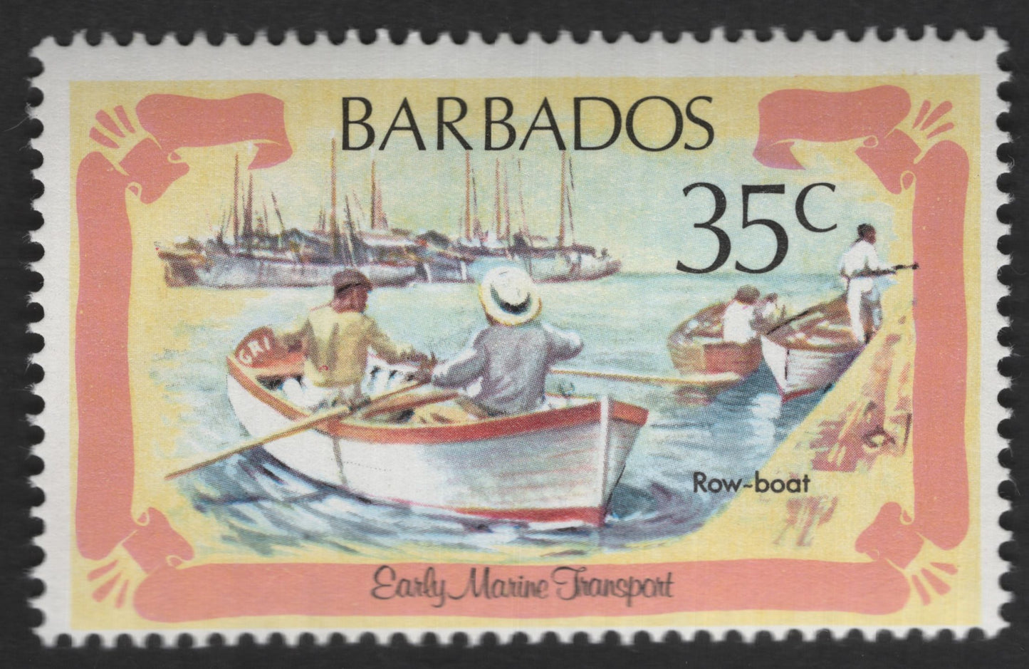 SCG12603 - Barbados 35¢ Early Marine Transport – Traditional Row-Boat