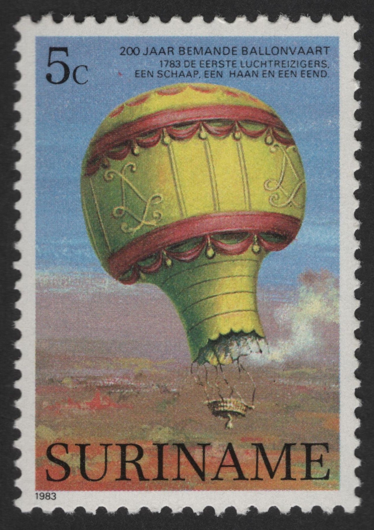 SCG12434 - Suriname 1983 – 200 Years of Manned Balloon Flight (5c)