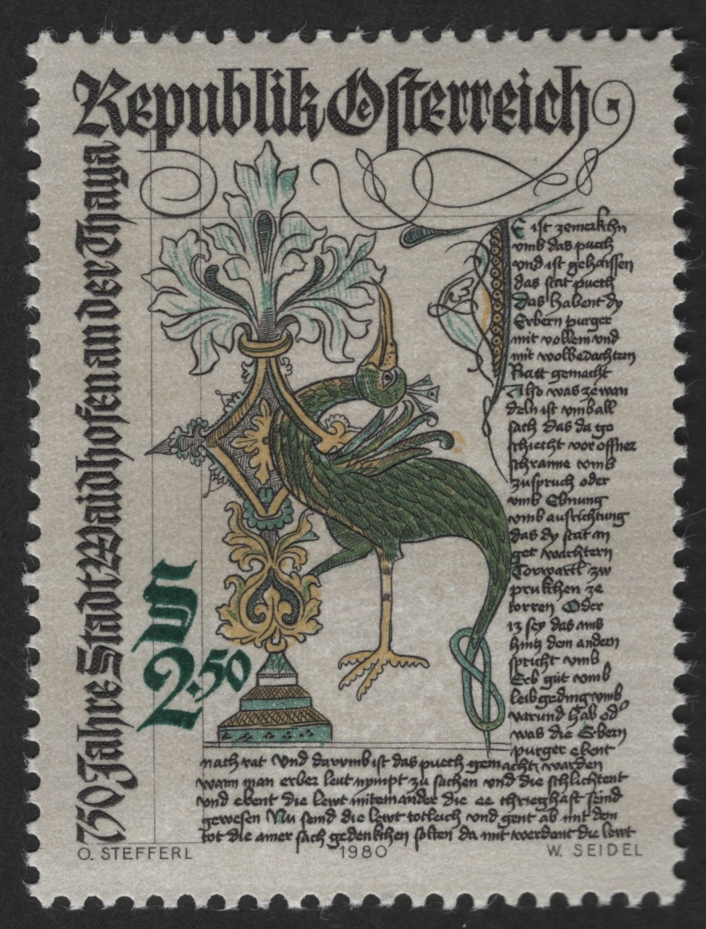 SCG12441 - Austria 1980 – 2.50 S Illuminated Manuscript Bird (Republic of Austria)