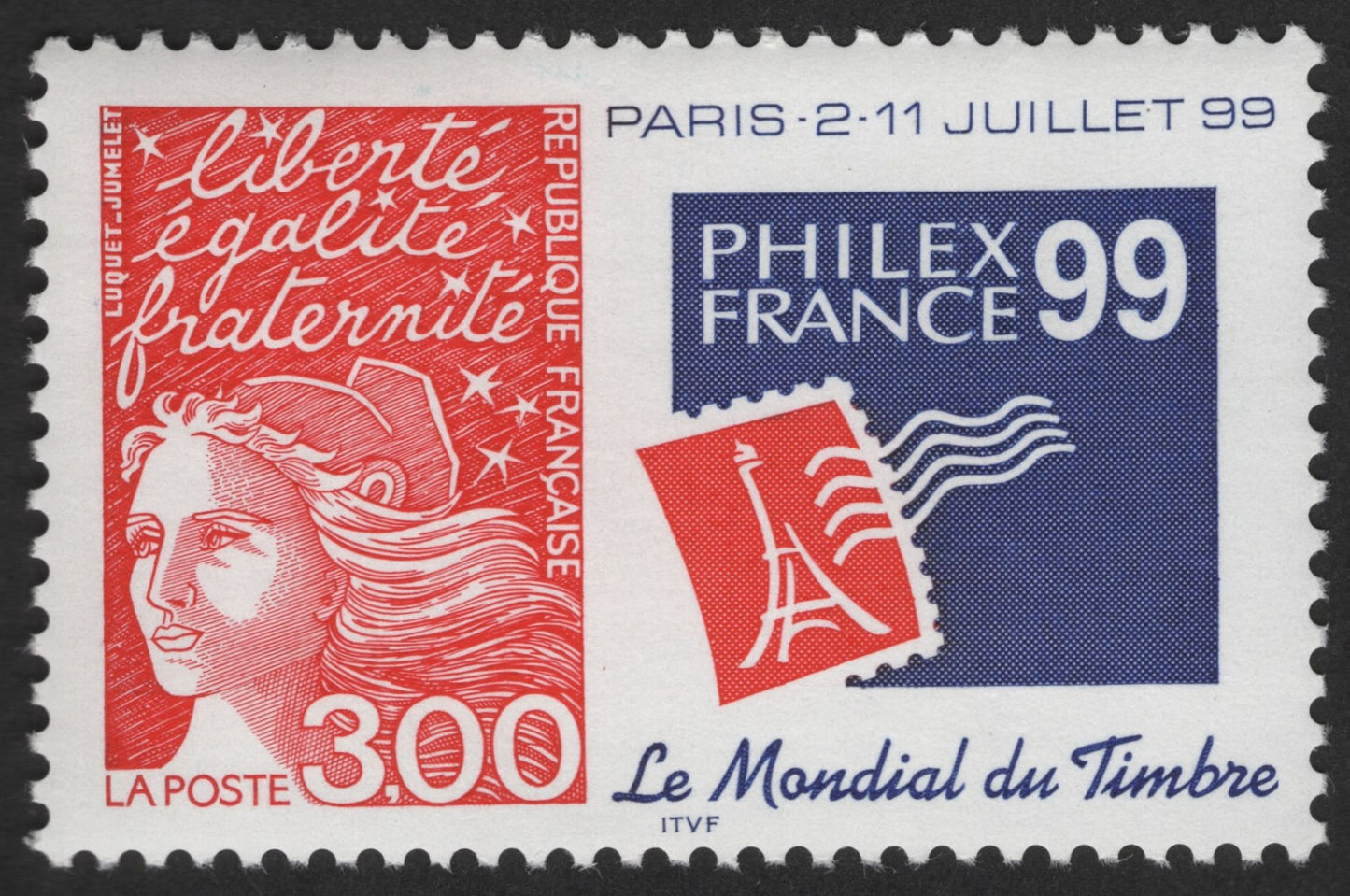 SCG12452 -  France 1999 – PHILEXFRANCE 99 “Le Mondial du Timbre” (300f)