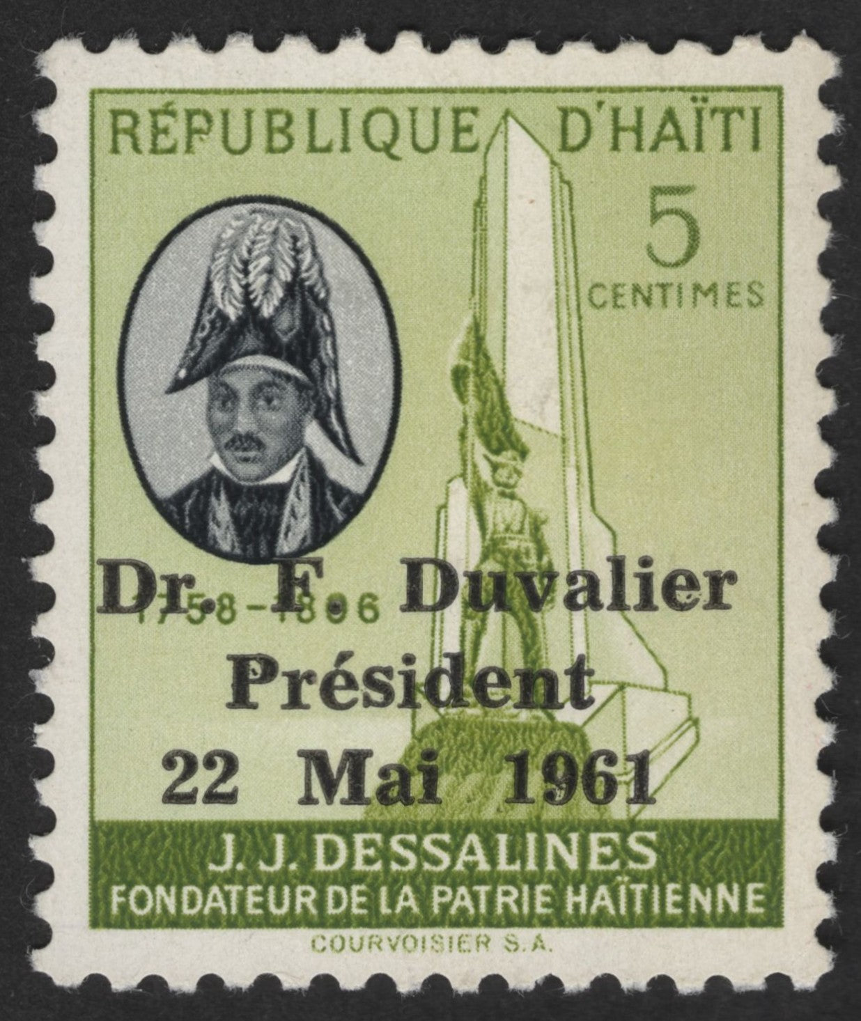 SCG12471 - Haiti 1961 – Dr. François Duvalier Presidential Proclamation Overprint (5 Centimes)