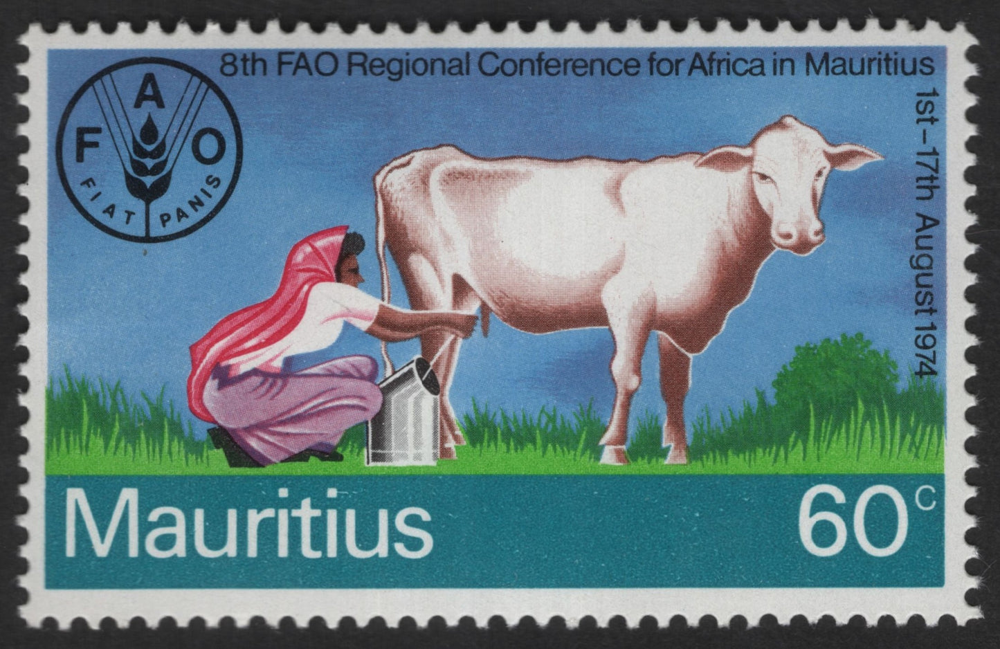 SCG12504 - Mauritius 1974 – FAO 8th Regional Conference for Africa (Dairy Farming) 60c