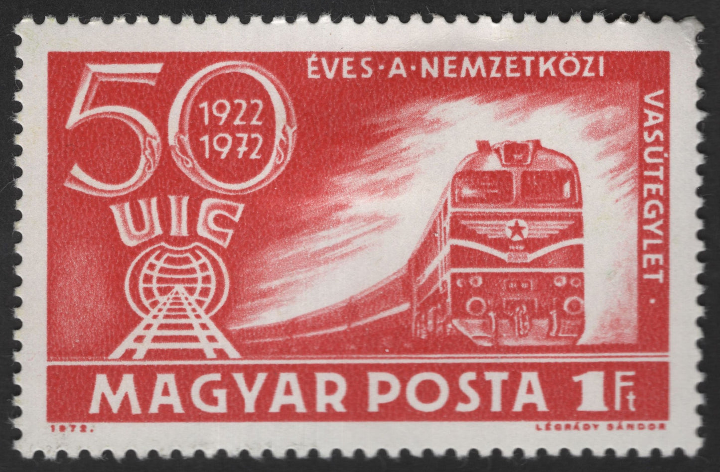 SCG12513 - Hungary 1972 – 50th Anniversary of the International Union of Railways (UIC) Locomotive Stamp