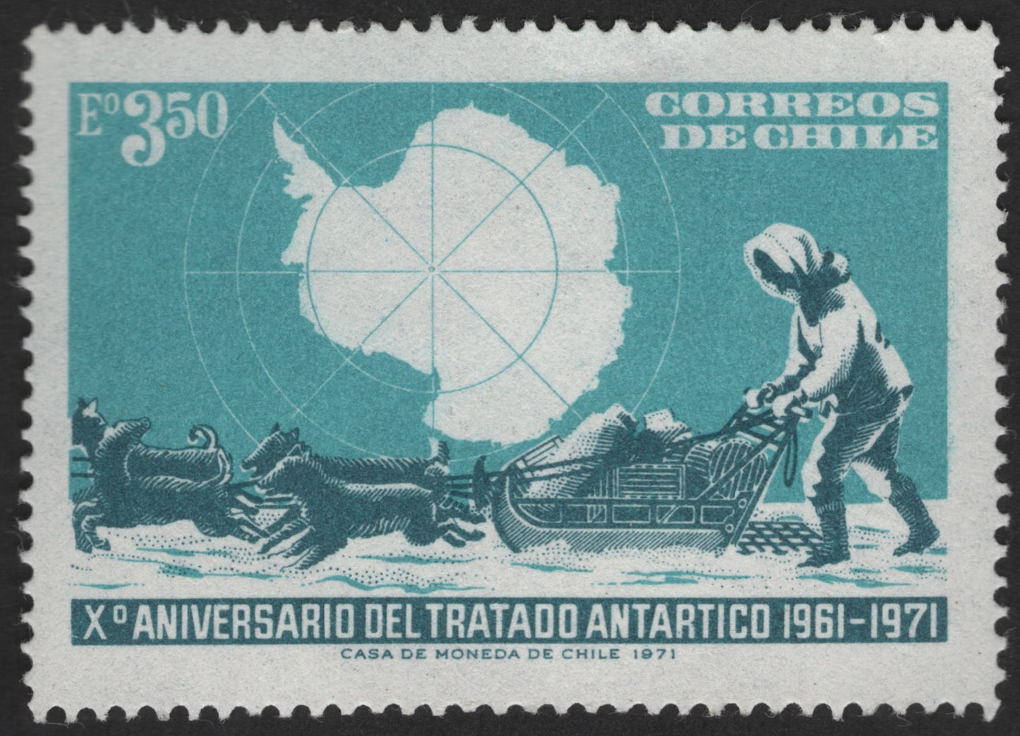 SCG12499 - Chile 1971 – 10th Anniversary of the Antarctic Treaty Commemorative Stamp