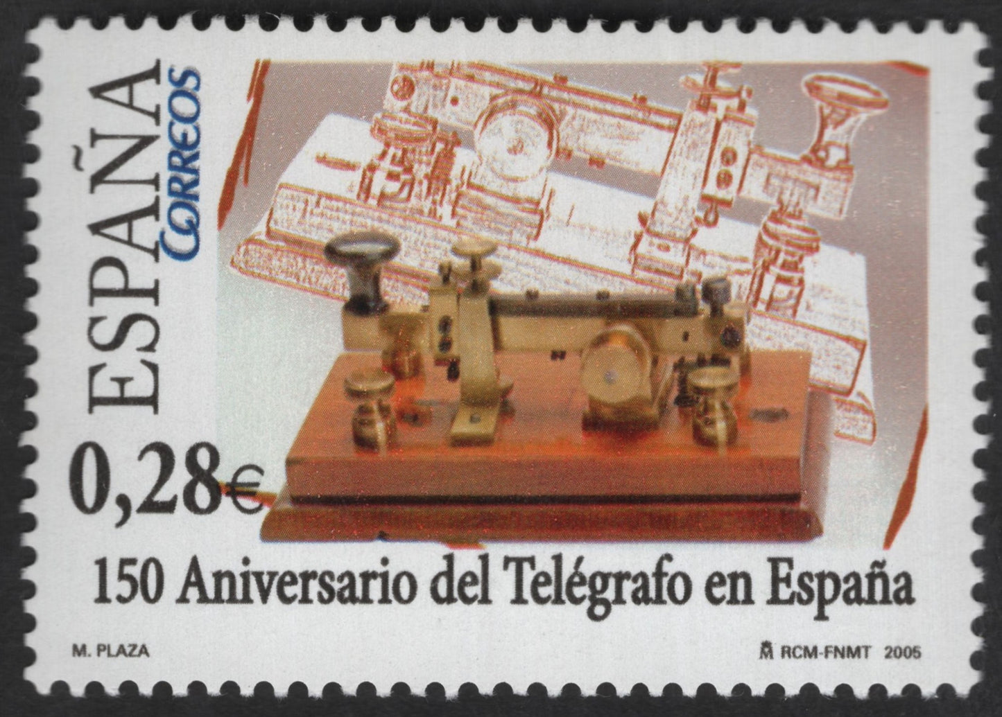 SCG12501 - 150th Anniversary of the Telegraph in Spain – Historical Communications Stamp (2005)