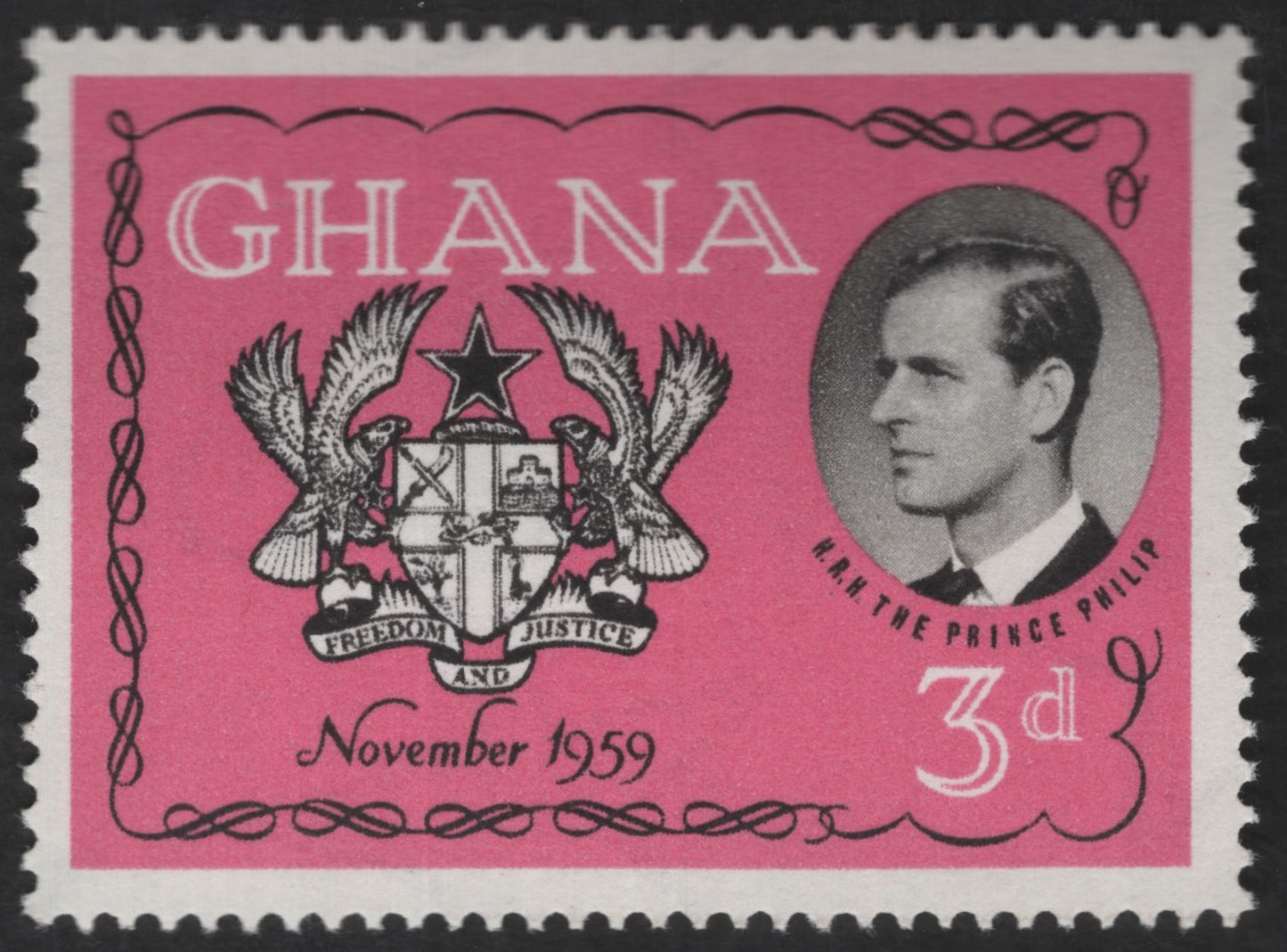 SCG12502 - Ghana 1959 Visit of H.R.H. Prince Philip – 3d Commemorative Stamp