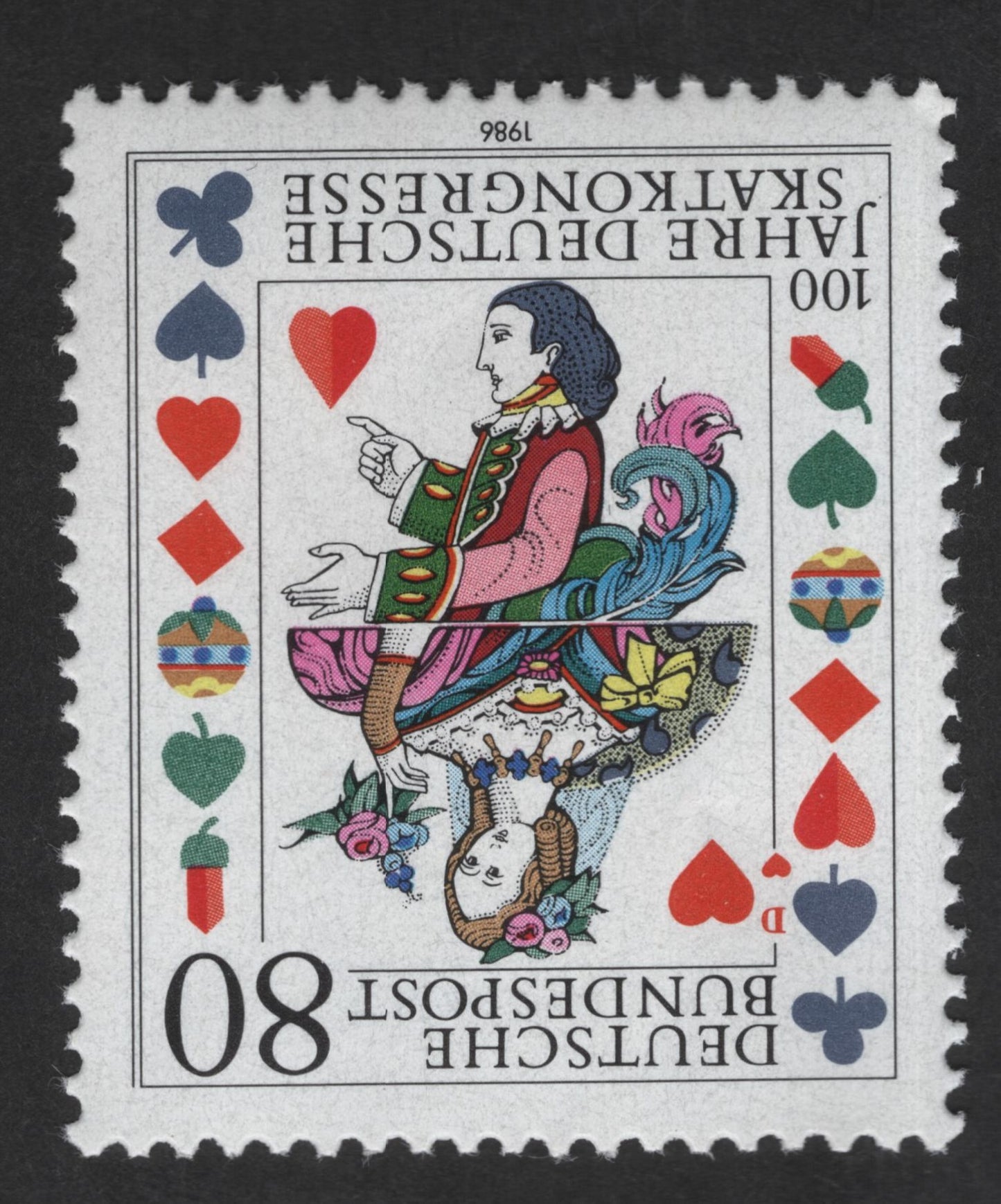 SCG12532 - Germany 1986 – 100 Years of German Skat Congresses (Jack of Hearts) Commemorative Stamp