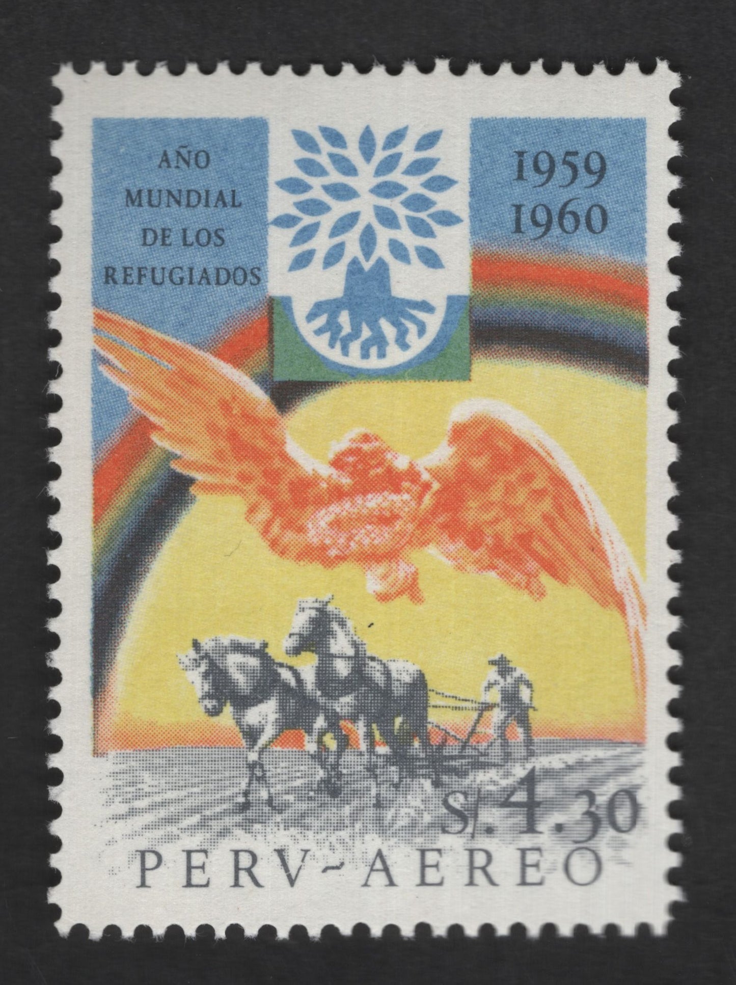 SCG12534 - Peru 1959–1960 World Refugee Year Airmail Stamp – S/.4.30