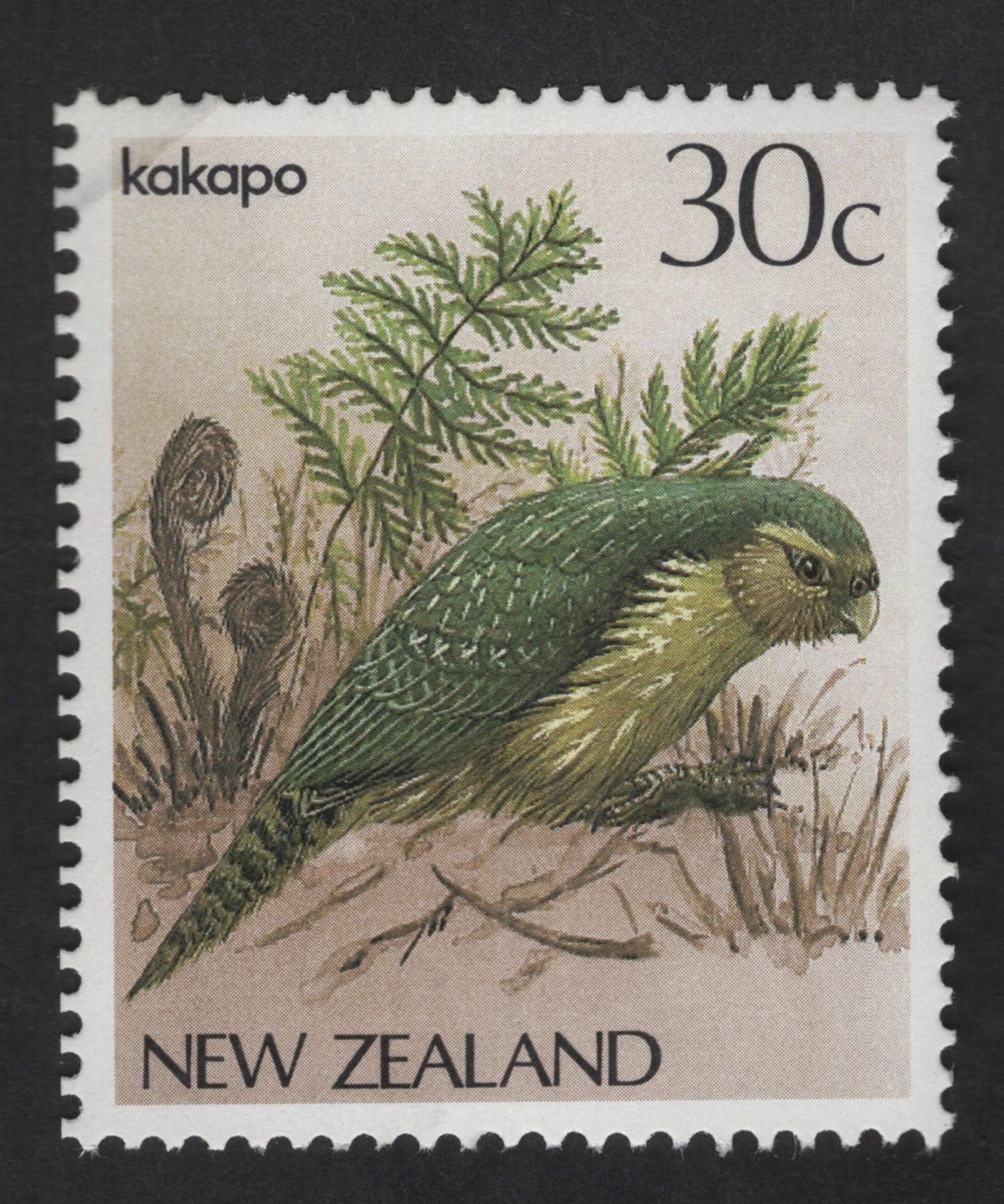 SCG12536 - New Zealand 30c Kakapo – Native Flightless Parrot Wildlife Stamp