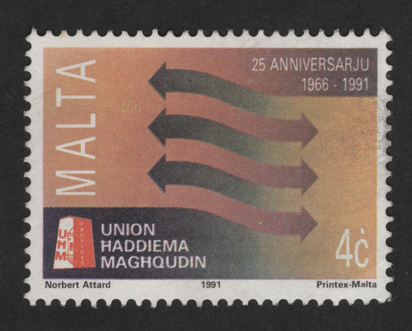 SCG12550 - Malta 1991 – 25th Anniversary of Union Ħaddiema Magħqudin (UHM) Stamp