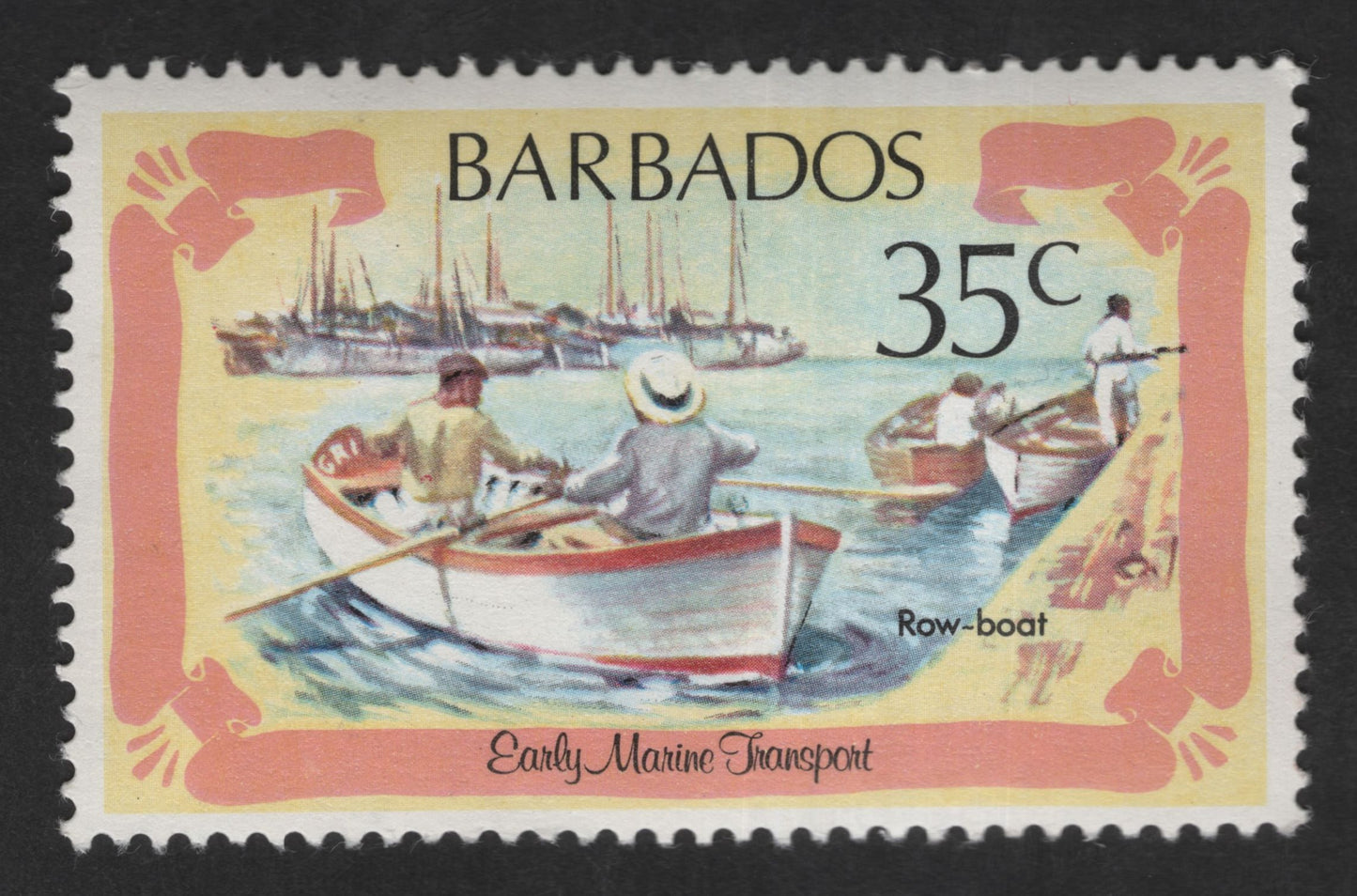 SCG12540 - Barbados 35¢ Early Marine Transport – Traditional Row-Boat