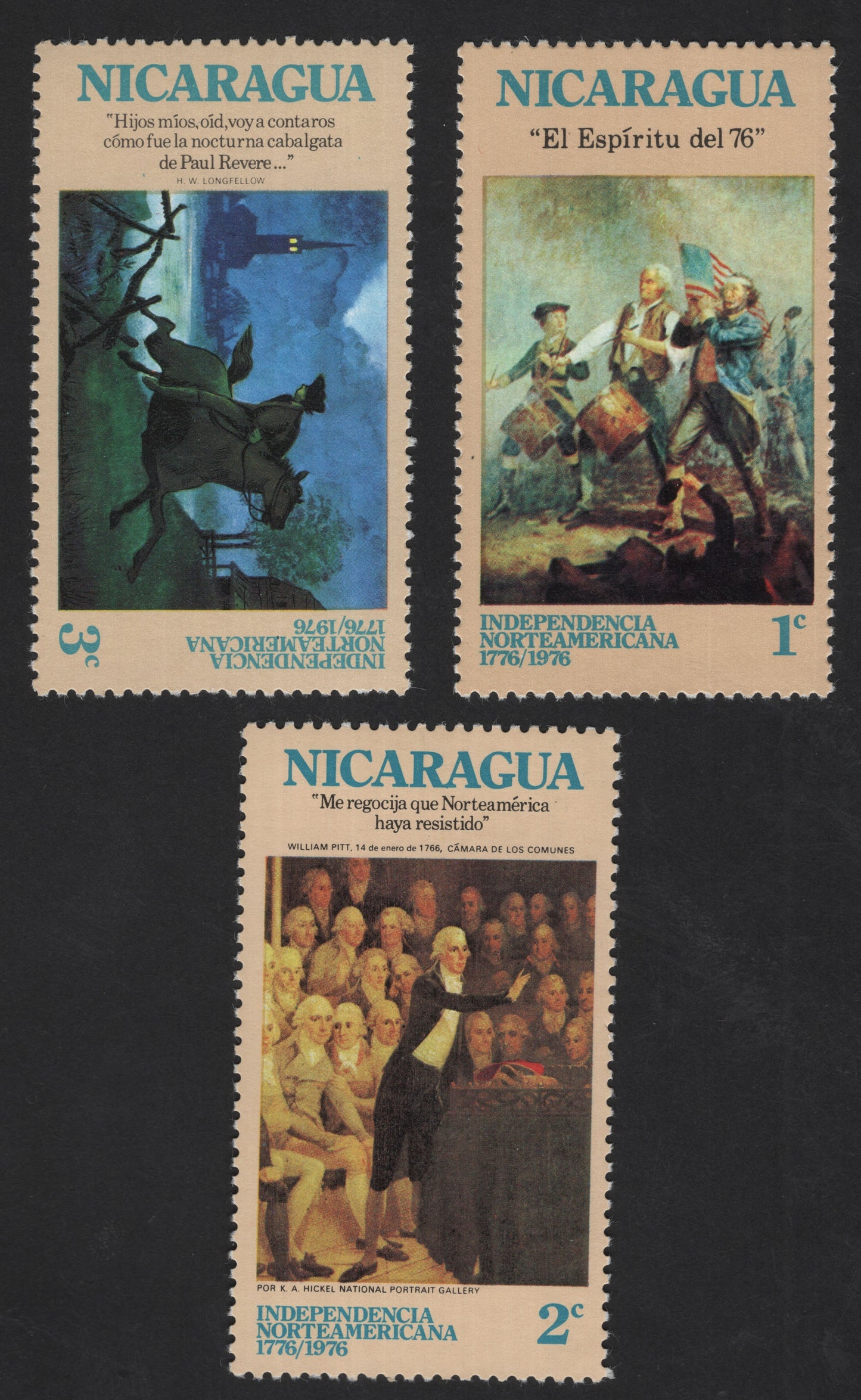 SCG12215 - Nicaragua 1976 North American Independence Bicentennial Commemorative Set