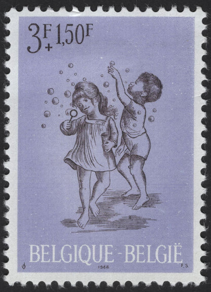 SCG12233 - Belgium 1966 Child Welfare Charity Stamp Set – Children at Play