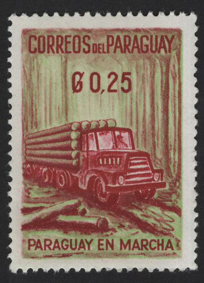 SCG12231 - Paraguay “Paraguay en Marcha” Development Transport Stamps (River Logging & Timber Transport)