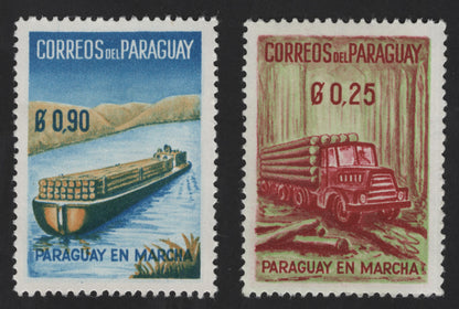 SCG12231 - Paraguay “Paraguay en Marcha” Development Transport Stamps (River Logging & Timber Transport)