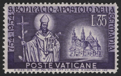 SCG12232 - Vatican City 1954 St. Boniface Commemorative Stamp Set (754–1954 Millennium Issue)