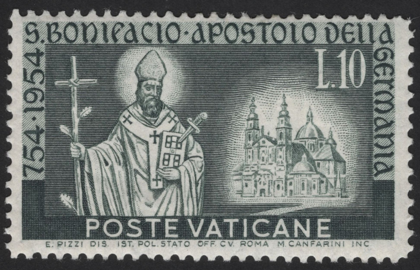 SCG12232 - Vatican City 1954 St. Boniface Commemorative Stamp Set (754–1954 Millennium Issue)