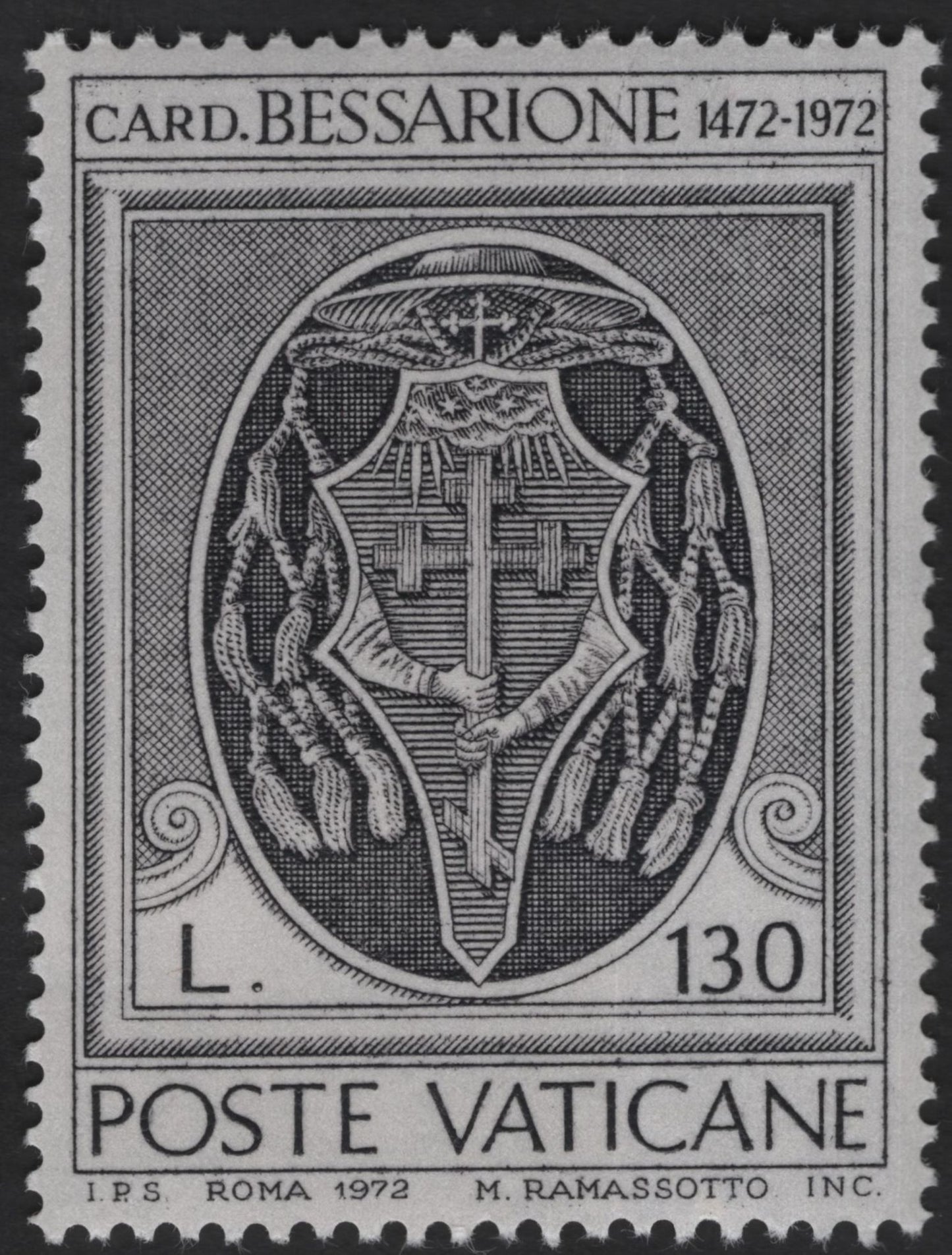 SCG12255 - Vatican City 1972 Cardinal Bessarione (1472–1972) Commemorative Stamp Set