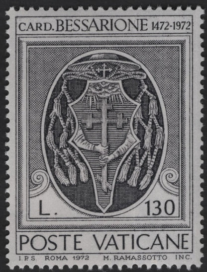 SCG12255 - Vatican City 1972 Cardinal Bessarione (1472–1972) Commemorative Stamp Set